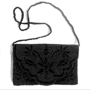 Vintage Black Beaded Evening Bag